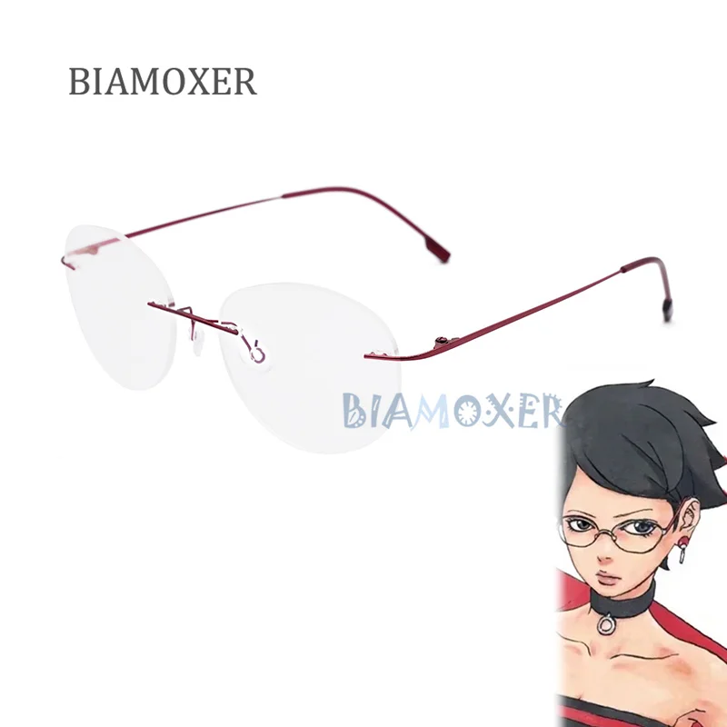 Collar de Cosplay Uchiha Sarada, colgantes de Chorker negro para regalo Unisex, gafas rojas sin marco