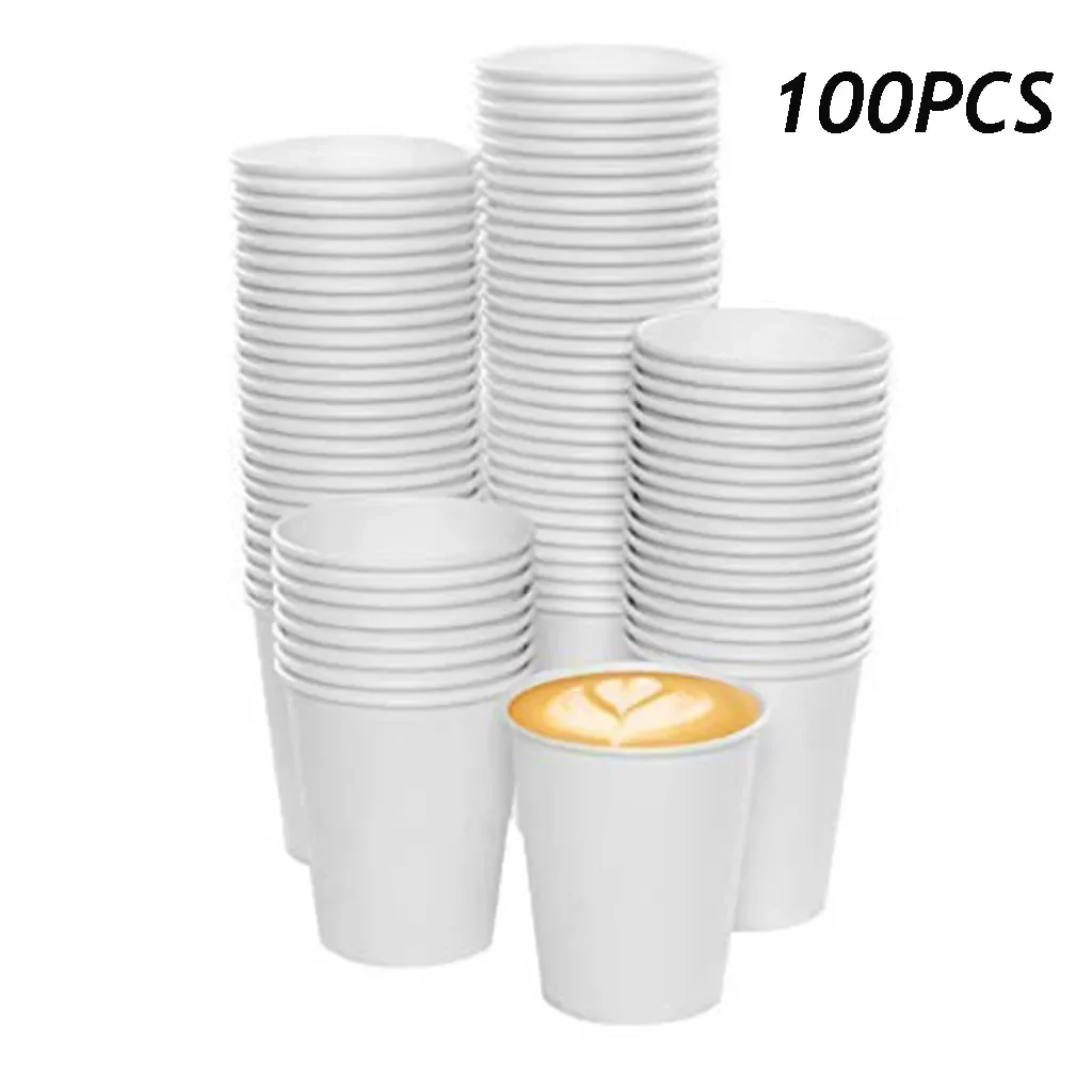 100PCS White Hot Drink Paper Cups And Cold Drink 180 ML Portable Disposable Paper Cup Kitchen Accessories