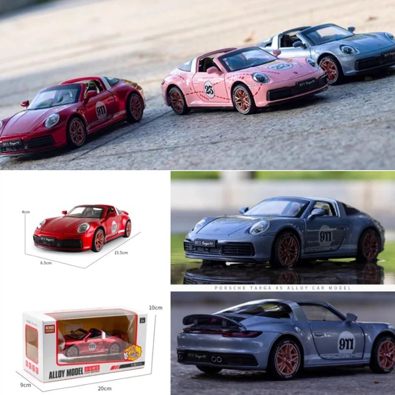 NEWAO TOYS Maßstab 1:32 911 TARGA 4S Cabrio Dreitürige Legierung Simulation Rennwagen Modell Junge Geschenk Spielzeug