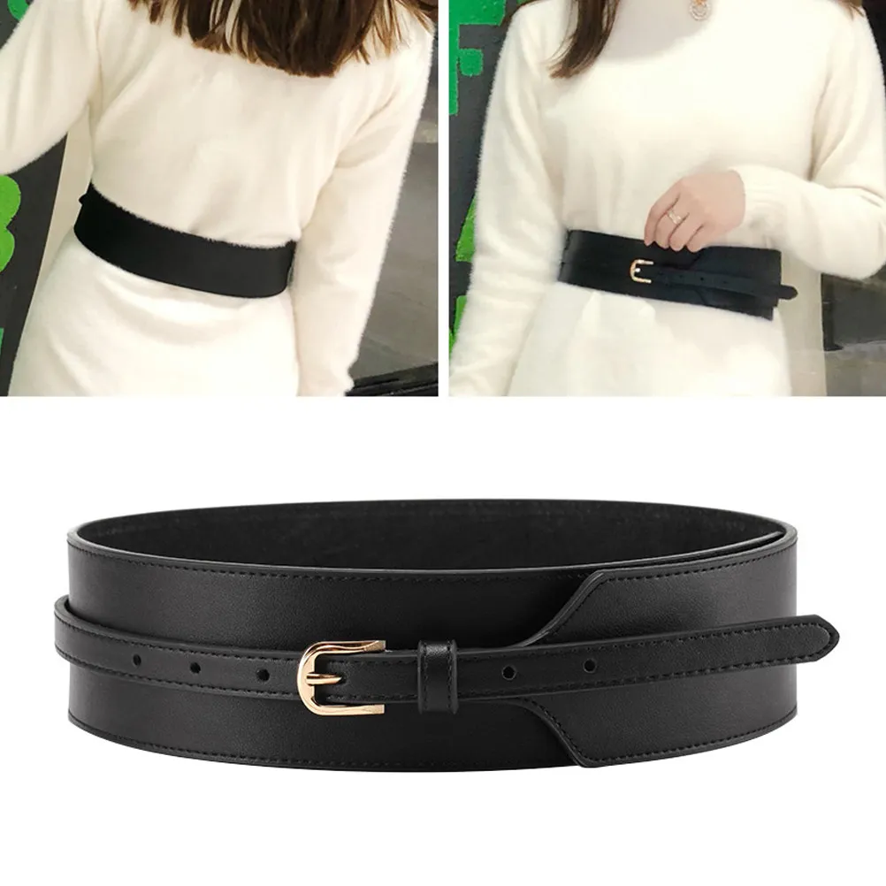 1Pcs 100Cm Vintage Black Wide Waist Belt for Women Retro Fashion Dress Belt Perfect Match for Dresses Jeans Trousers Casual