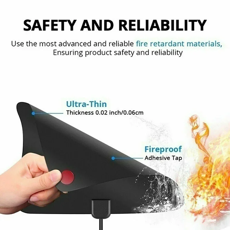 Antenne TV DTV HD 4K à Gain élevé - Prise UE 5000 Miles Booster Aérien intérieur actif HD Conception plate