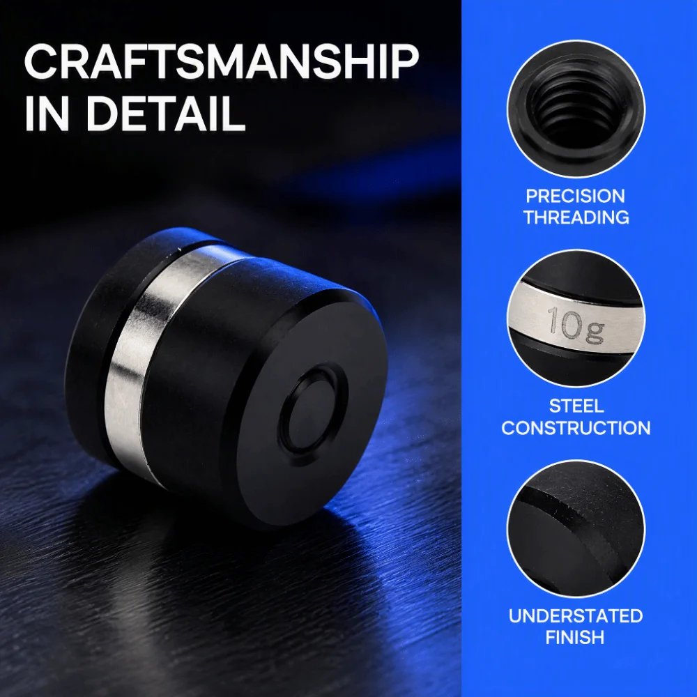 10g Pool Cue Weight Balance Ring Stainless Steel Black Billiard Cue Balance Weight Compact 5/16-18 Thread Cue Joint Weight Ring