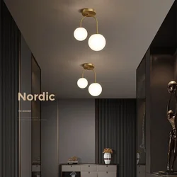 Plafonnier LED boule de verre nordique, lampes pour allée, couloir, balcon, couloir, chambre à coucher, horlogère, décoration de la maison, éclairage intérieur