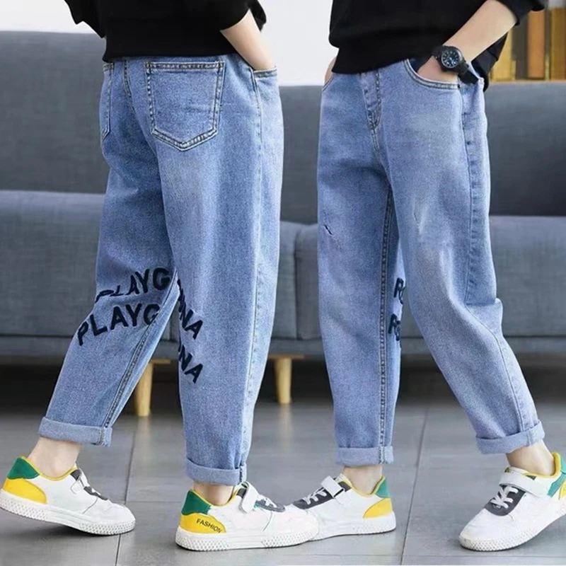 New Autumn Spring Baby Boys Jeans Pants Kids Clothes Cotton Casual Children Trousers Denim Boys Clothes 3-14Year