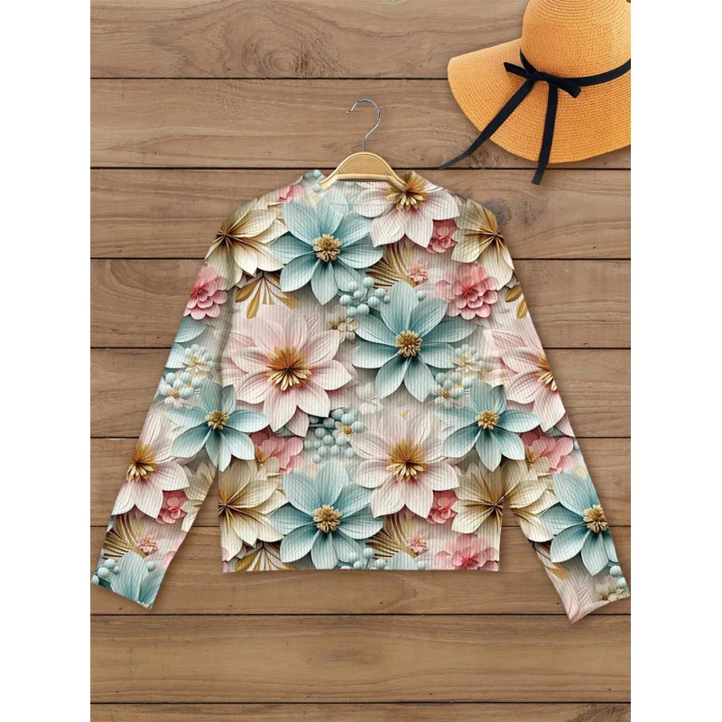 

Legant Яркий цветочный цифровой нетканый принт женский свитер вязаный пуловер теплый свободный круглый вырез с длинным рукавом осень-зима повседневный