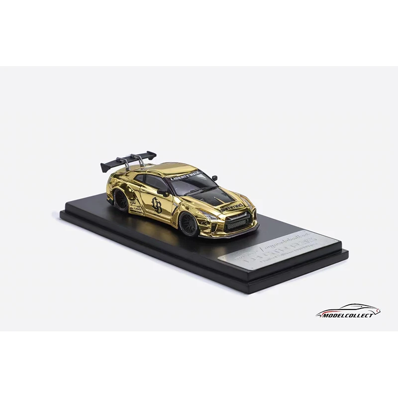 PreSale MC 1:64 LBWK GTR R35 Chrome Gold Limit Diecast Diorama Car Model Collection Miniature Toys