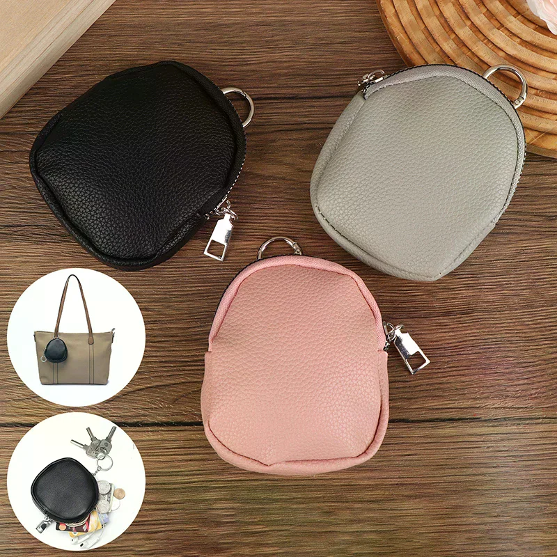 Keychain Wallet For Women Men PU Leather Coin Purse Small Zipper Pouch Key Holder RFID Blocking Portable Storage Bag