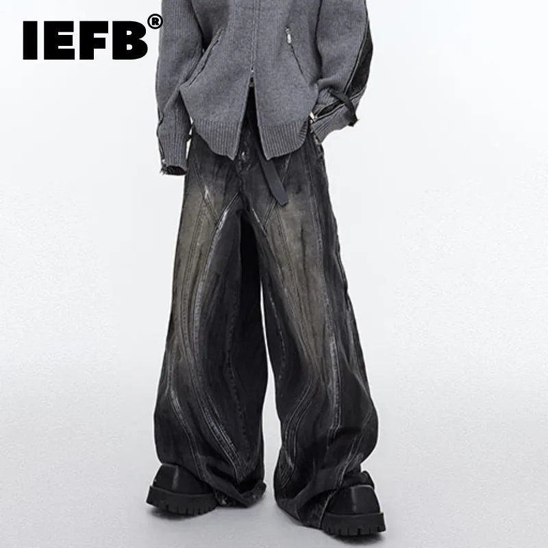 IEFB-Jeans Baggy Vintage para Homens, Calças Pernas Largas, Calças Jeans, Streetwear, Nicho Original Design, na Moda, 24X1714