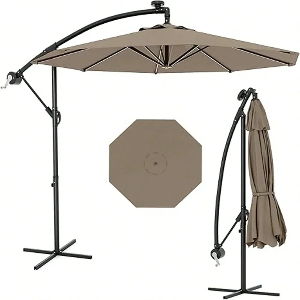 

Offset Hanging Cantilever Umbrella,Patio Table Umbrella With 360 Rotating Base Outdoor Sun Shade With Easy Tilt Adjustment, 8 R