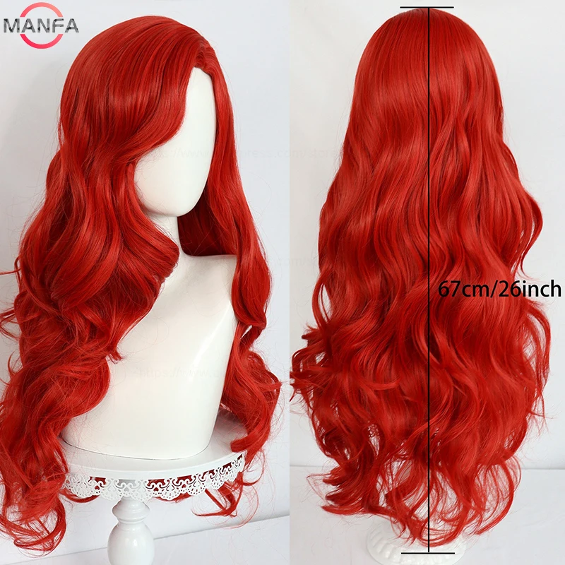 High Quality Body Lucky Girl Ruby Gillman Cosply Wig 26 Inch Red Long Curly Synthetic Wig Anime Halloween Wig