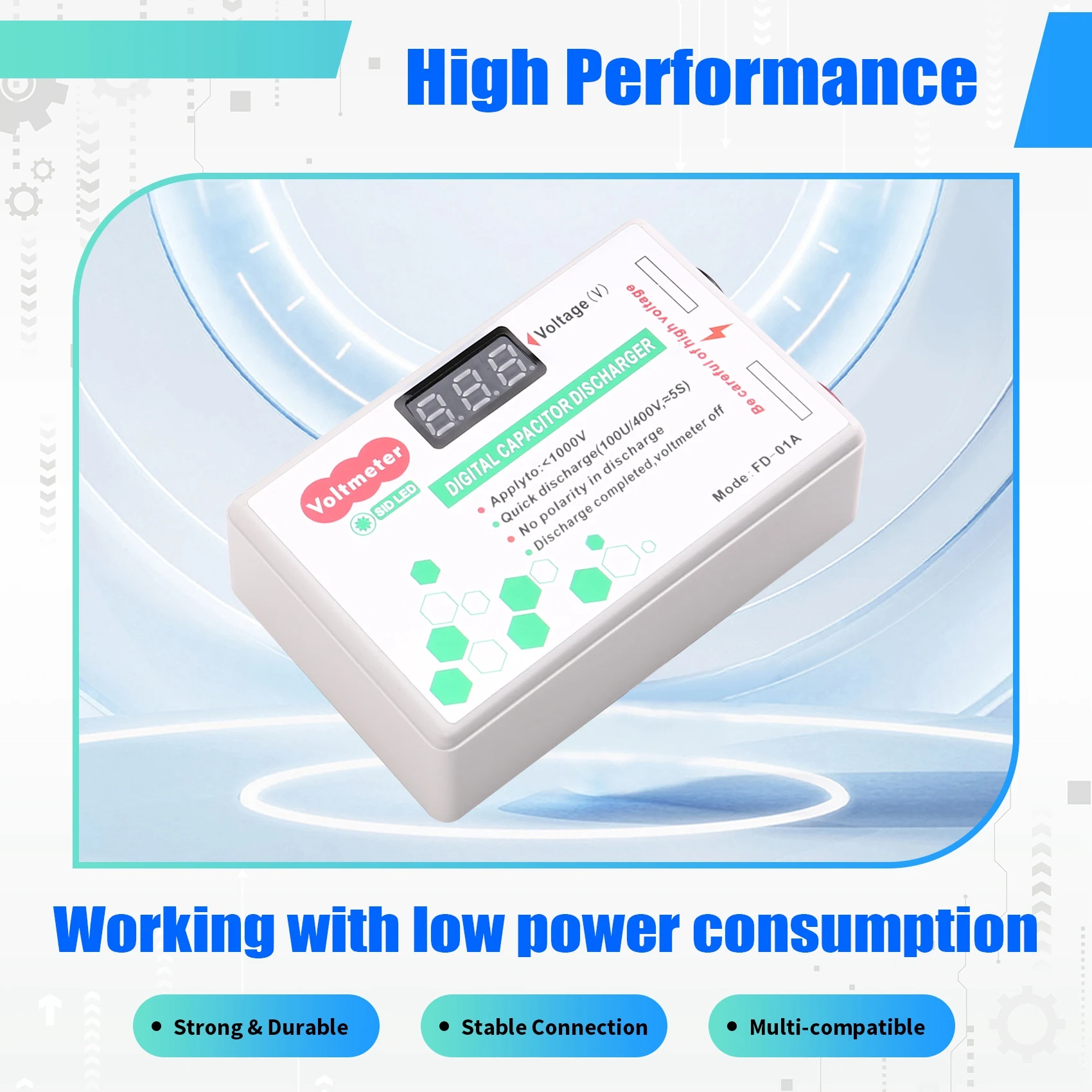 ZIZI Fast Discharge Digital Capacitor Discharger 10-1000V Voltage Tester Protection For Electricians Test