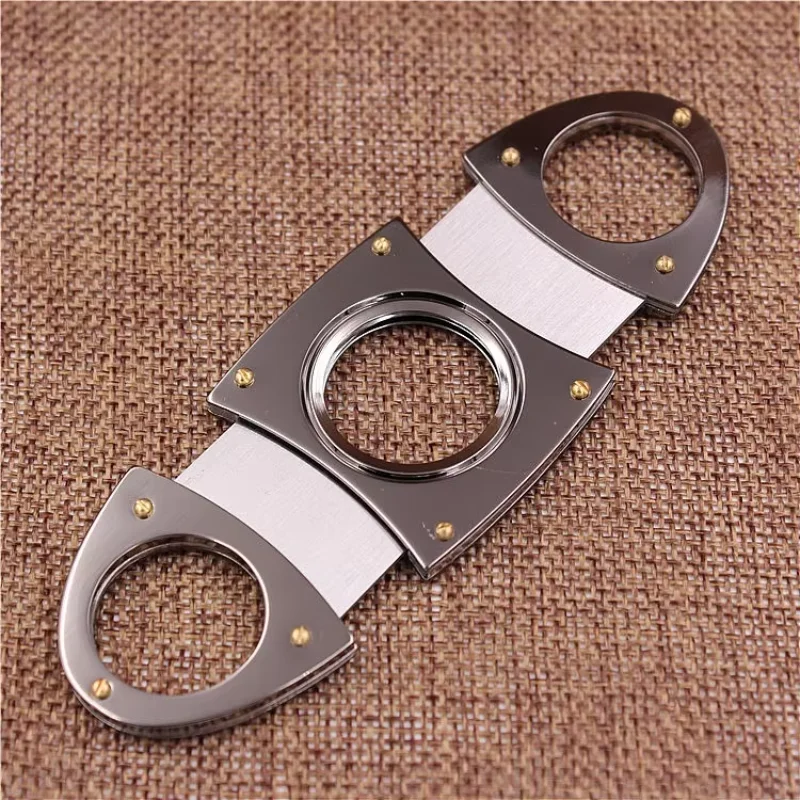 

Профессиональный резак для сигар из матовой нержавеющей стали с двойным лезвием, портативный набор сигарет