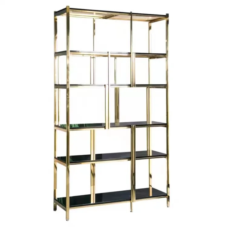 

High quality gold wood magazine rack shelf living room furniture bookshelves for home library