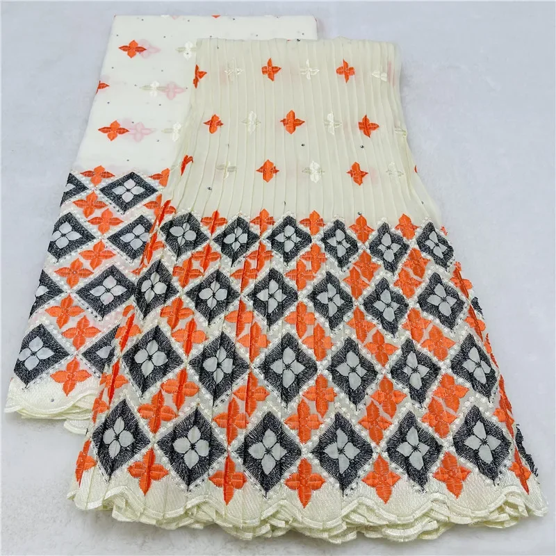 

10-ярдовая швейцарская вуаль, сухая кружевная ткань, лафая, вышивка, африканский 100% хлопок, популярный стиль в Дубае, материал для вечеринки 12L2101001