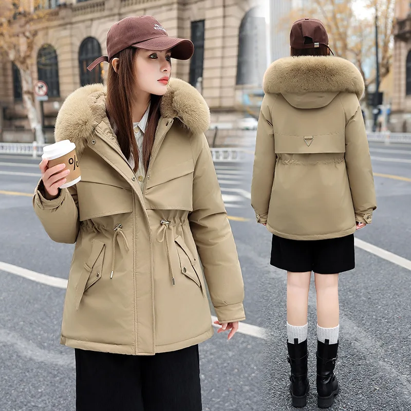 

Parkas For Winter Womens Fall Double-Sided Air Wearable Mid-Aged Leather Medium-Long Puff-Feel Filling Deep Safari Windproof Hot