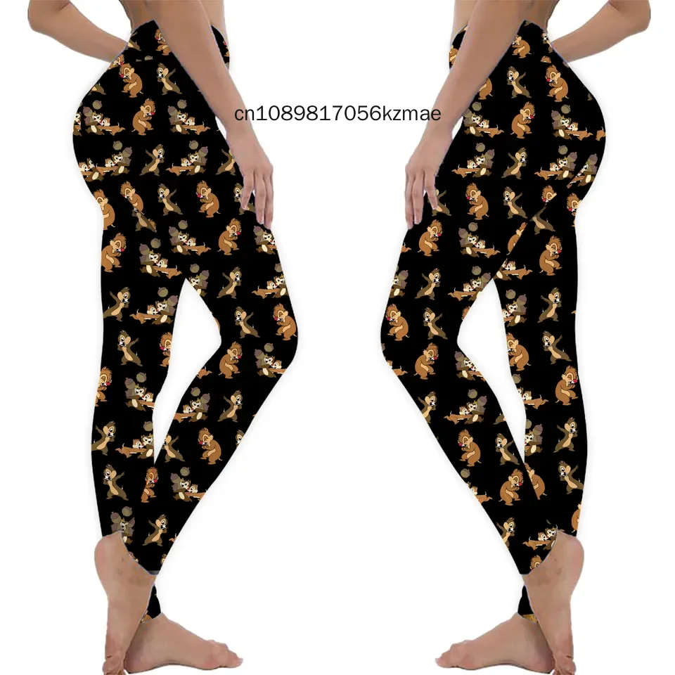 Disney Chip \'n Dale Theme Park Inspired Leggings Pants Sexy Cartoon Print Harajuku Leggings Women Casual Sports Skinny Pants