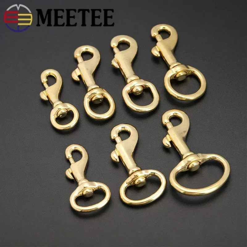 2/5Pcs Meetee 10-30mm Pure Brass Trigger Swivel Buckle Lobster Snap Hook Buckles DIY Bag Strap Hooks Copper Keychain Clip Clasp