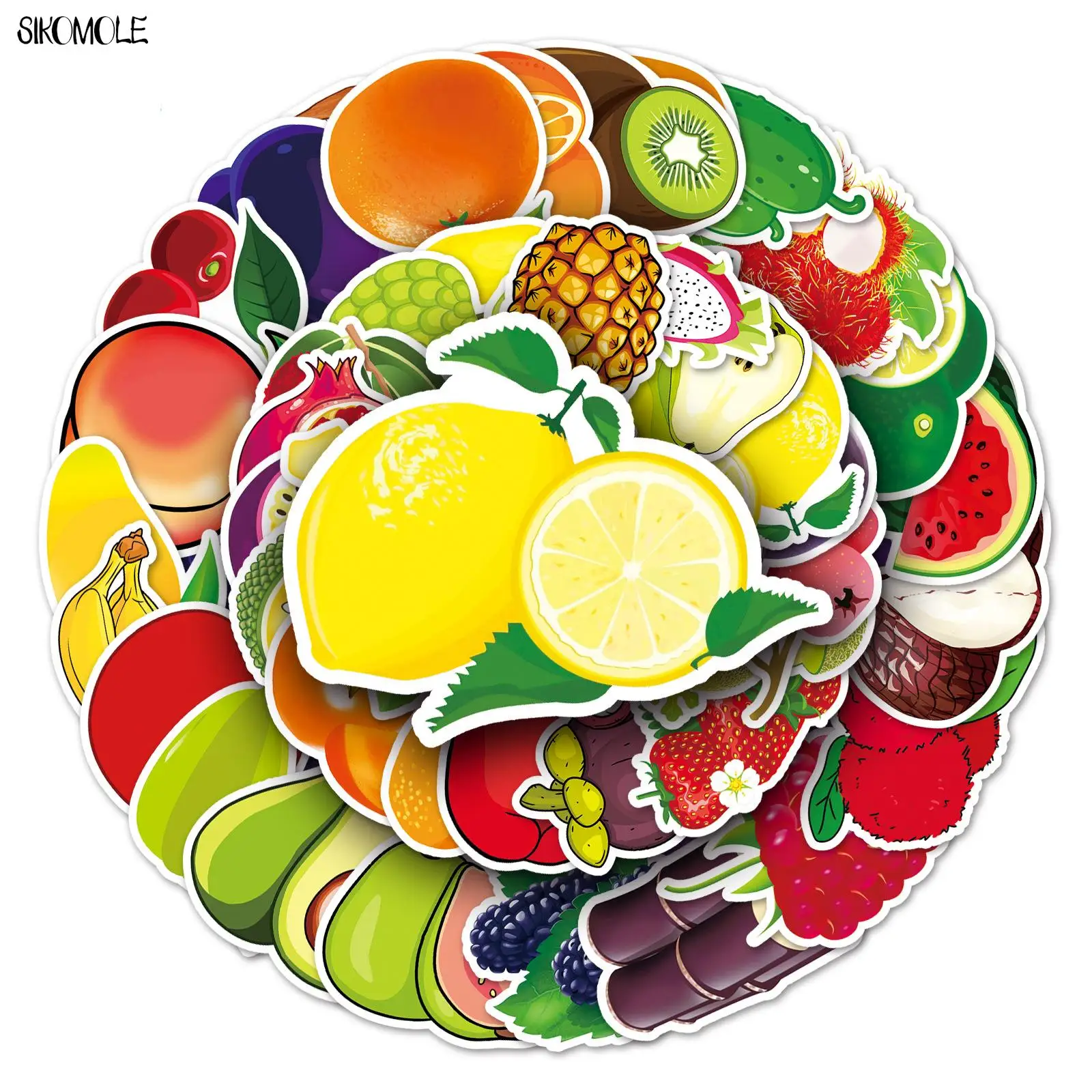 10/30/50pcs Fruits Stickers Apple Lemon DIY Gift Kid Toy Laptop Suitcase Skateboard Phone Guitar Decal Graffiti Cartoon Sticker