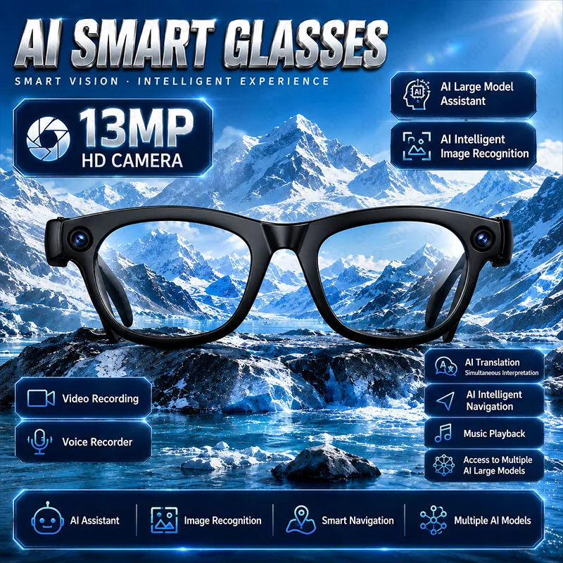 New AI Smart Glasses Al Translation Recording Pen Video Shooting Intelligent Image Recognition Al Intelligent Navigation Glasses