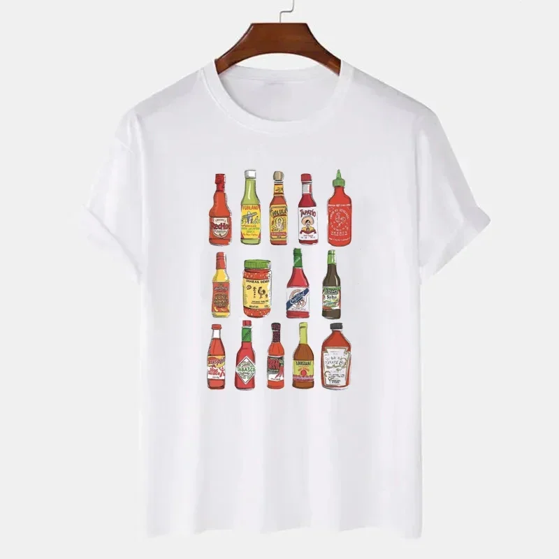 Sauce Cute Funny Foodie T-Shirt Women Vintage Short Sleeve Retro Graphic Tops Cotton Humor Vintage Casual Soft  Clothes Tees