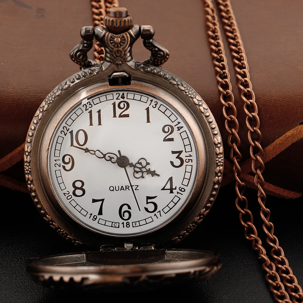 Old Rose Gold Train with Chain Quartz Pocket Watch Retro Men's and Women's Pendant Necklace Accessories Clock Best Souvenir