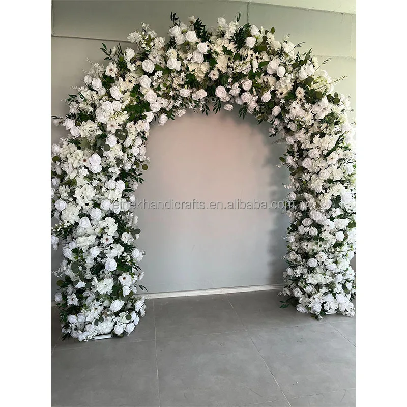 

Hot Sale 2.4*2.4m Wedding Arches Flowers Backdrop Artificial Silk Flower Arch Arrangement Wed Arch for Wedding Decoration