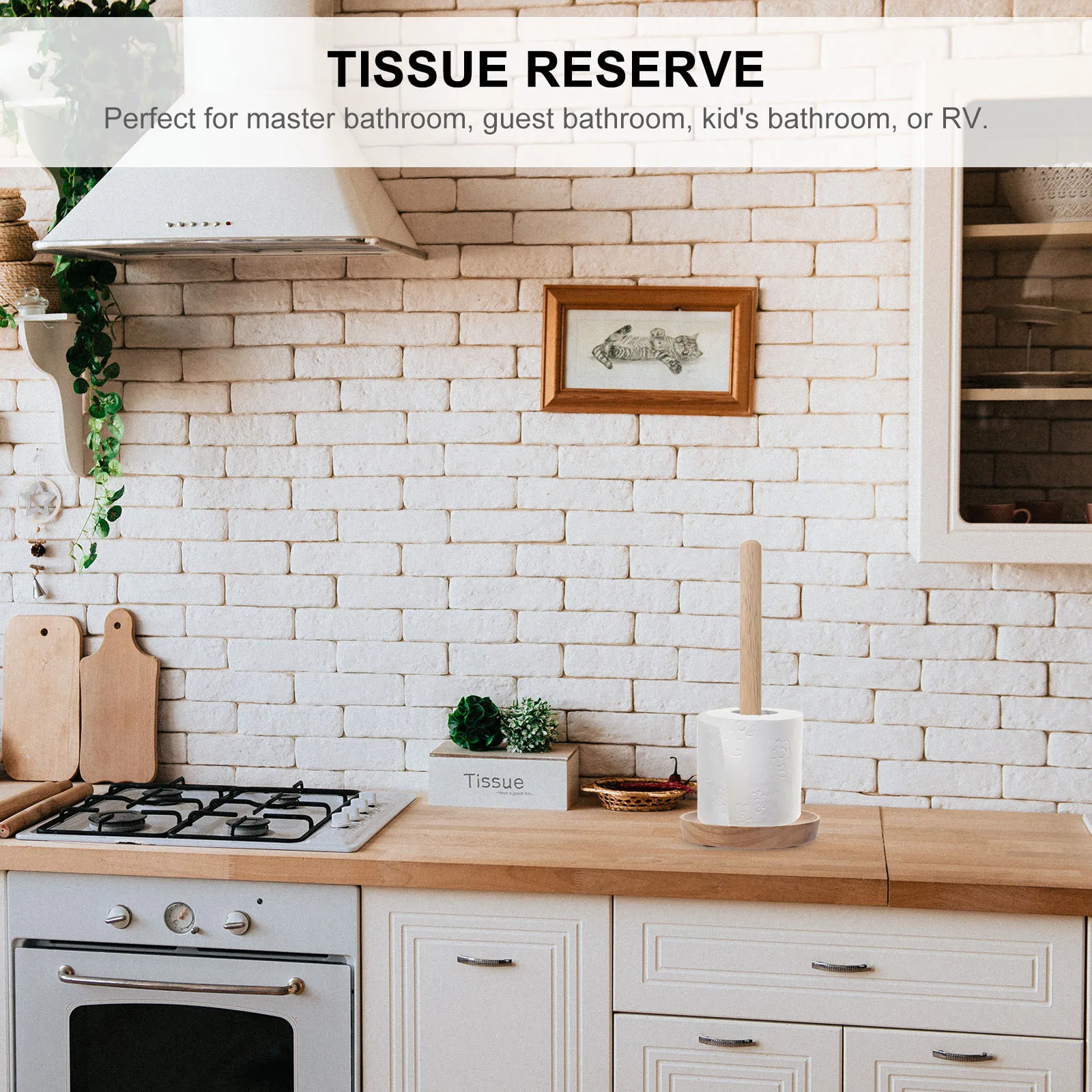 

1pc Solid Wood Toilet Paper Holder Slim Design For Bathroom Rv Tissue Reserve Anti- Paper Rack Wooden Tissue Holder