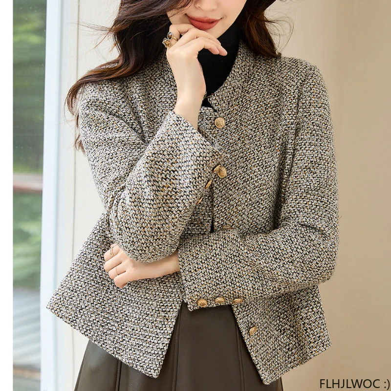 

Cute Short Jackets Retro Vintage Preppy Design Chic Korea Japan Style Girls Office Lady Casual Woolen Coats 2024 Winter Spring