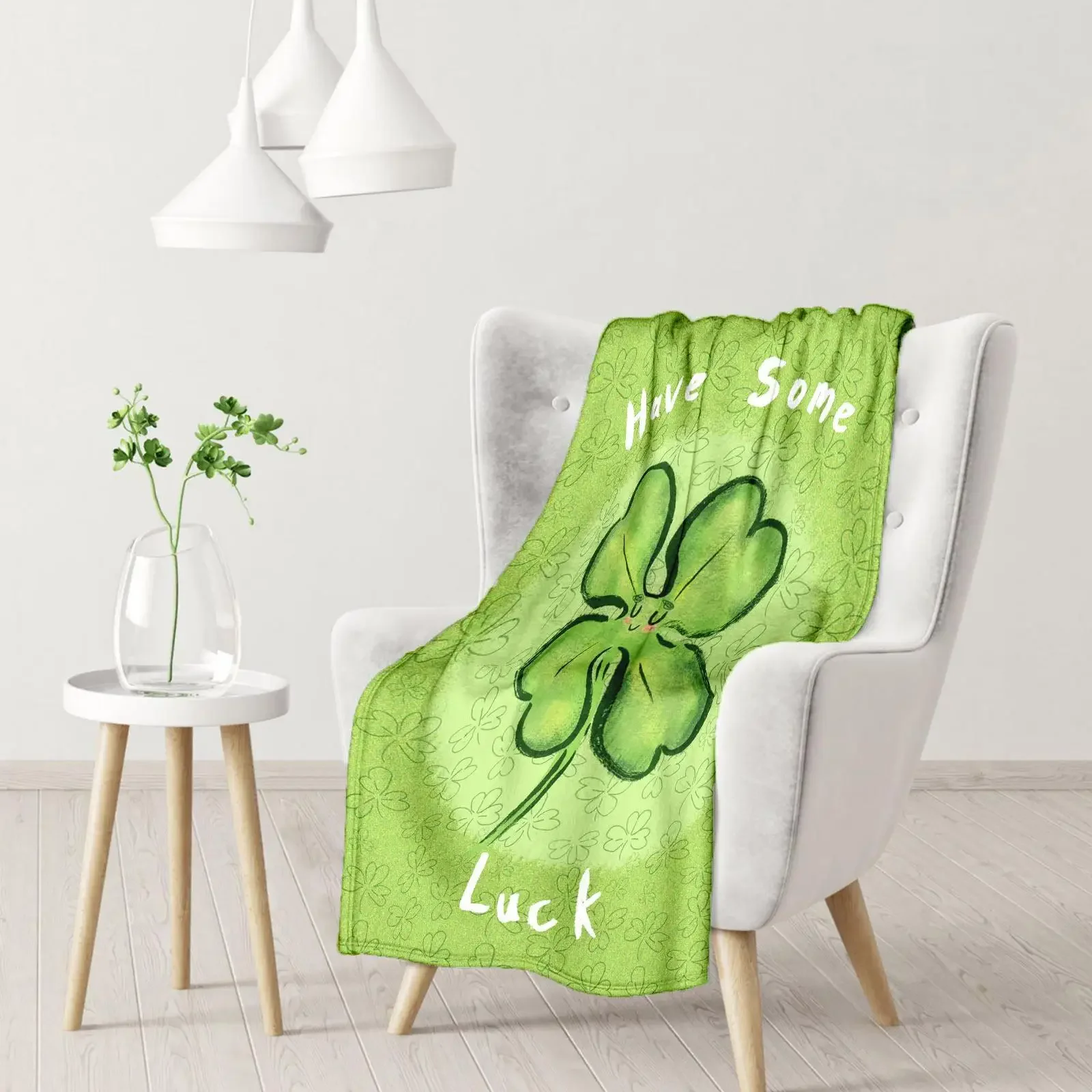 Four-Leaf Clover Creative Blanket  Extra Soft Flannel Blanket Multipurpose Valentine's Day Gifts for Couples Gifts for Children