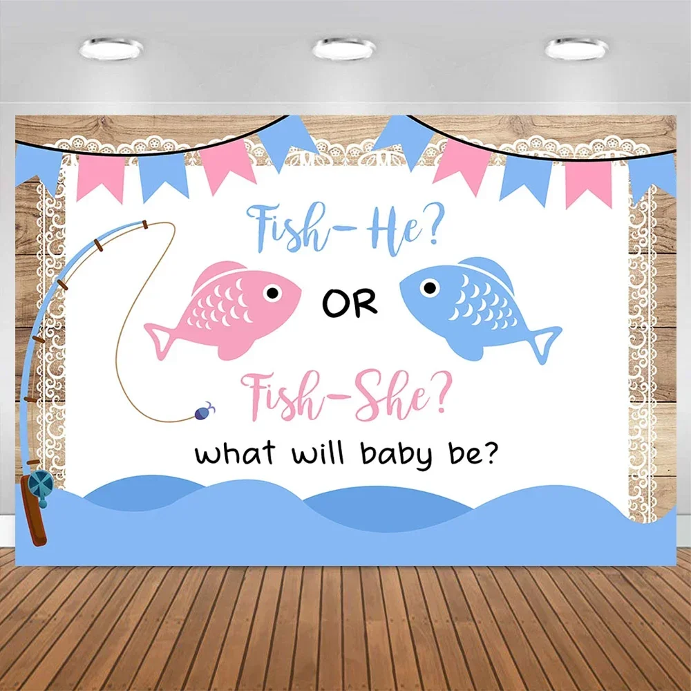 Gender Reveal Birthday Home Studio Photography Background Prop Fishing Ground Baby Wood Backdrop Party Adult Newborn Photobooth