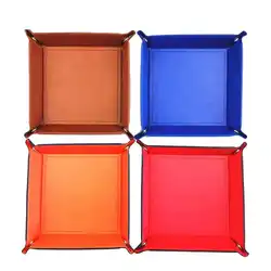 PU Empty Pocket Entrance Decoration Small Items Things Receiver Square Catch All Tray for D & D DND Modern Red Blue Orange Brown