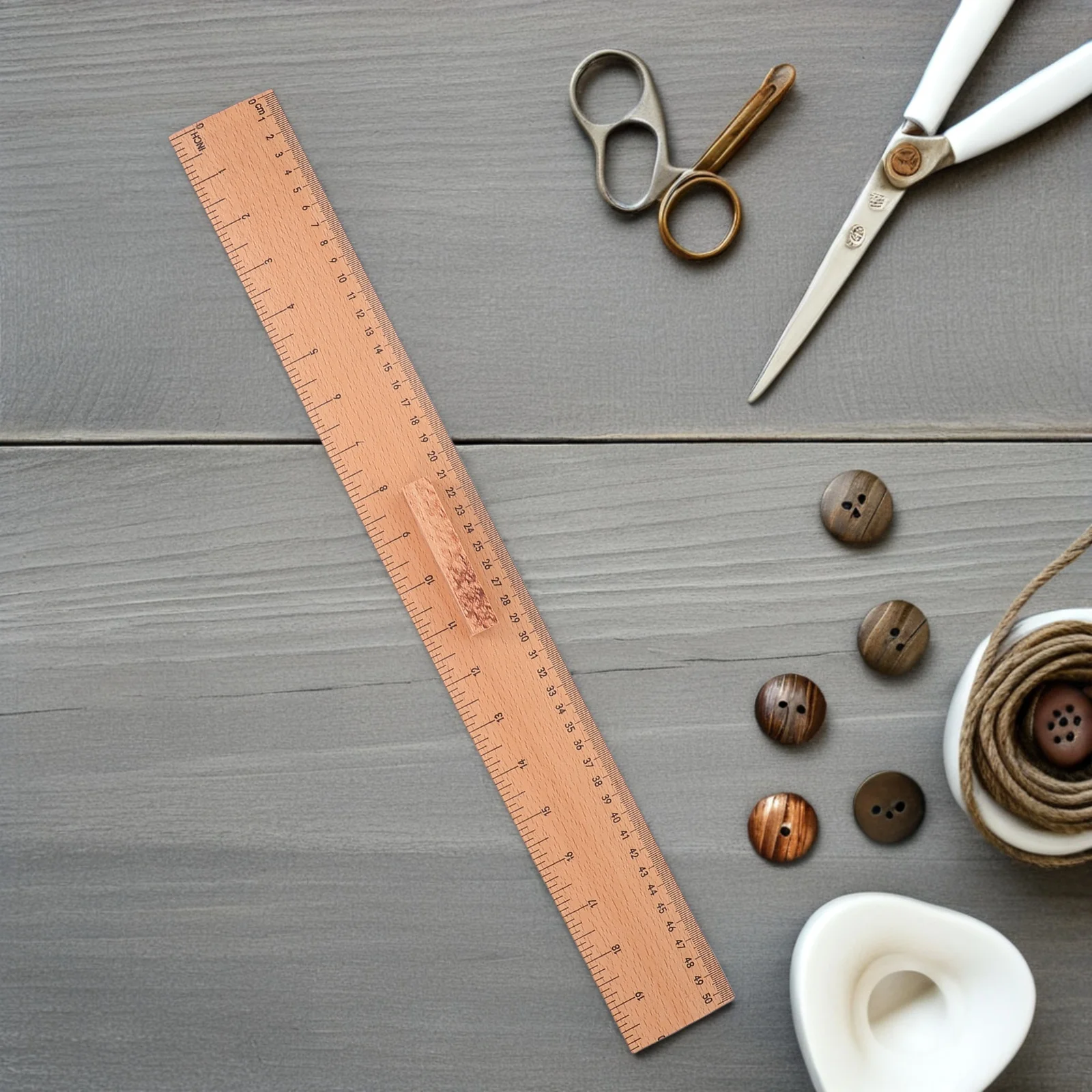 

Natural Wood Sewing Ruler with Dual-Scale Markings Accurate Measuring Tool for Crafting Hemming Dressmaking Classroom Projects