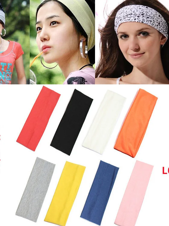 Korean Solid Color Headband for Women Men Yoga Knitting Elastic Hair Bands Turban Makeup Hair Hoop Vintage Headwrap Accessories