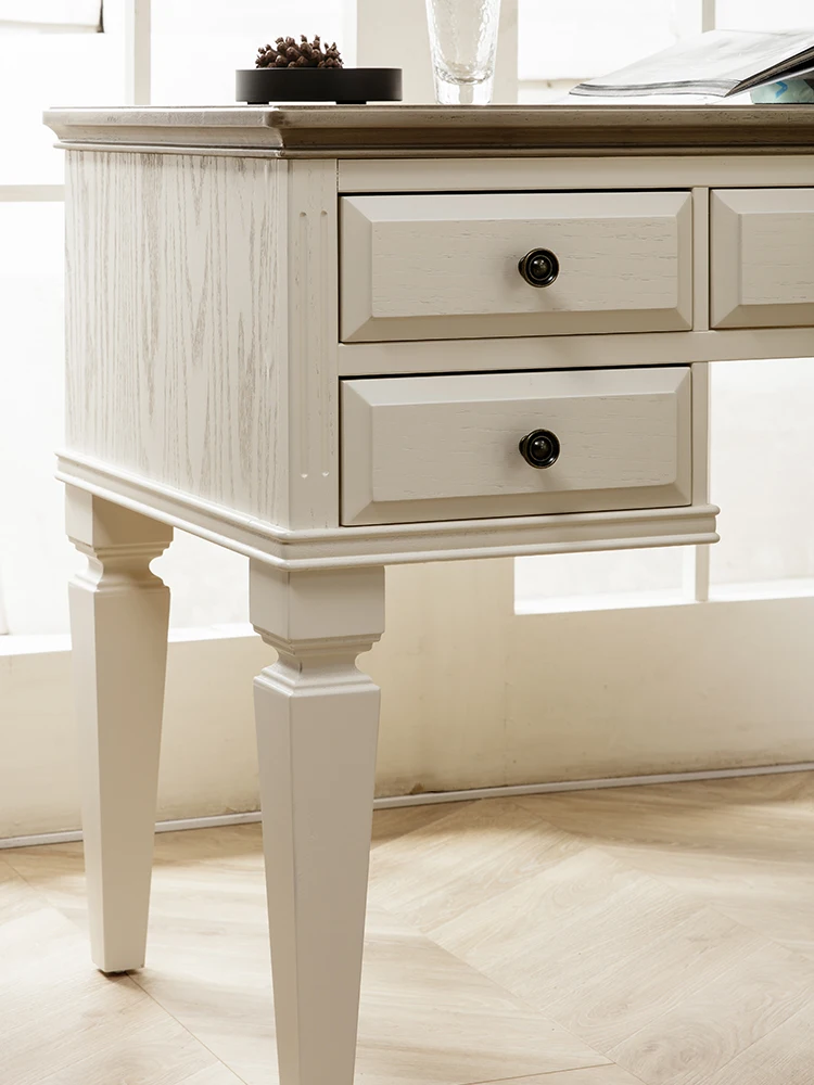 

solid wood computer desk study desk small apartment all solid wood Mediterranean light furniture