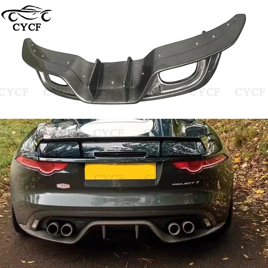 Carbon Fiber Rear Lip For Jaguar F-TYPE Diffuser Rear bumper diffuser Back Bumper Spoiler Upgrade body kit