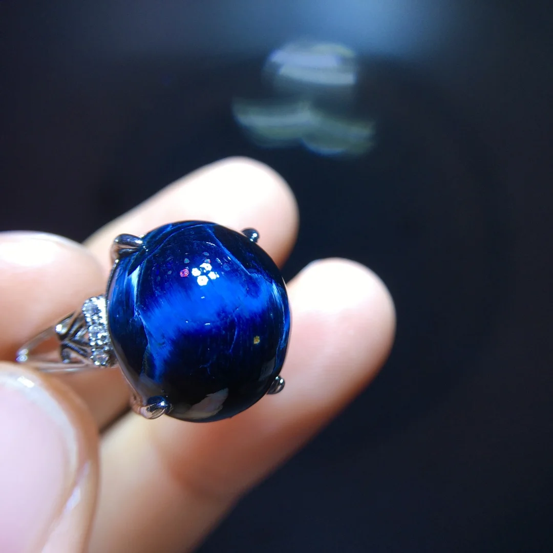 

Natural Blue Pietersite Adjustable Ring 15.1/14mm Namibia Jewelry 925 Silver Fire Pietersite Chatoyant Gemstone Ring AAAAAA