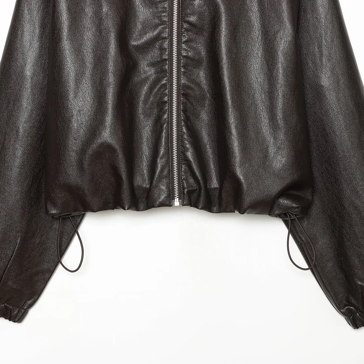 KASLEAD Women's Long Sleeve Jacket Decorative Drawstring Windproof Polyester Fiber Zipper Closure Regular Length Coat 4