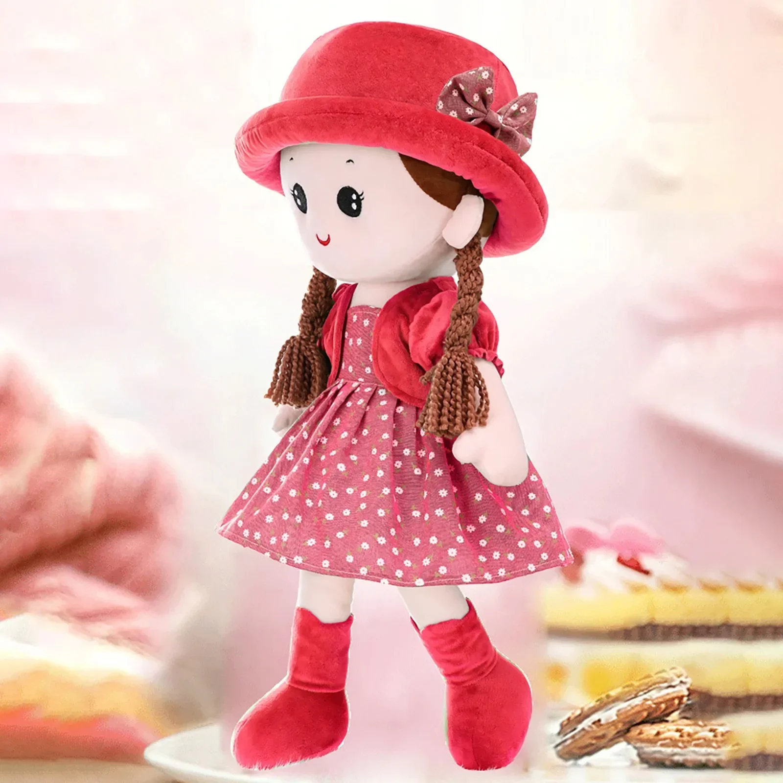 

35cm Baby Girl Rag Doll With Removeable Hat Skirt Sweetheart Rag Doll Cozy Cuddle Soft Baby Doll Sleeping Plush Doll For Kids