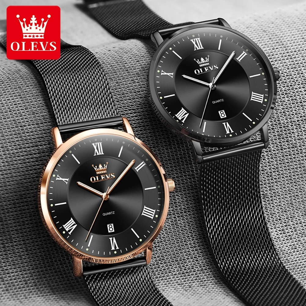 

OLEVS Casual Fashion Business Watches for Men High Quality Original Stainless Steel Mesh Belt Waterproof Quartz Wrist Watch Men