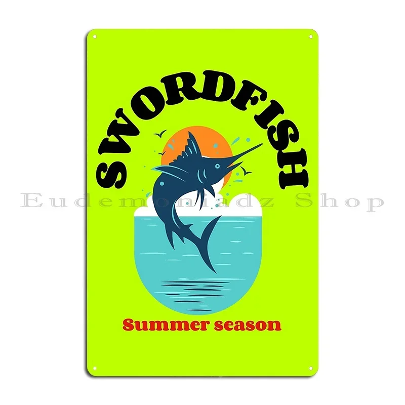 Swordfish Summer Season Metal Plaque Garage Wall Decor Cave Custom Garage Tin Sign Poster