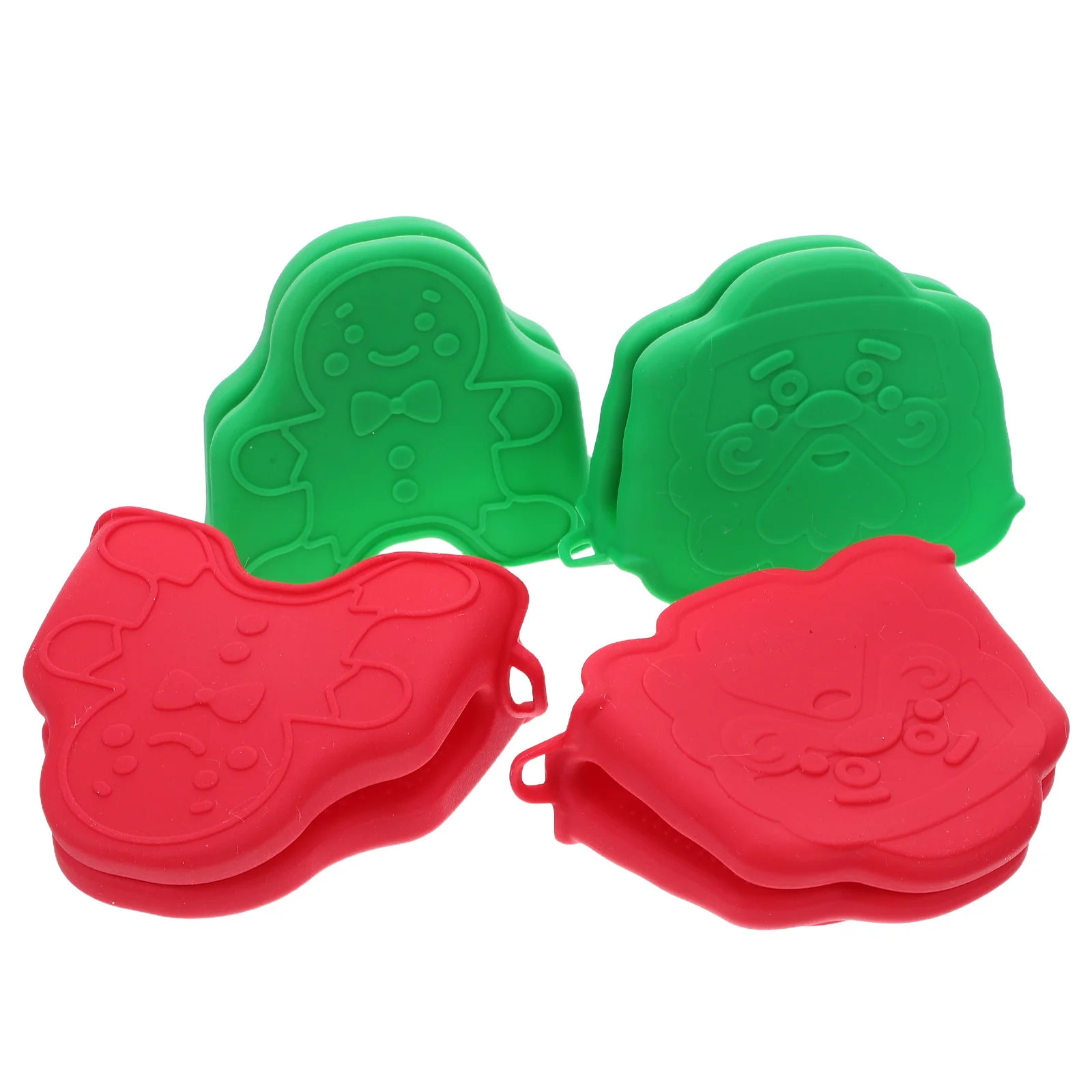 4Pcs Silicone Oven Mitts Heat Resistant Gingerbread Design Anti-Scalding Gloves for Baking Bbq Oven Gloves Heat Resistant