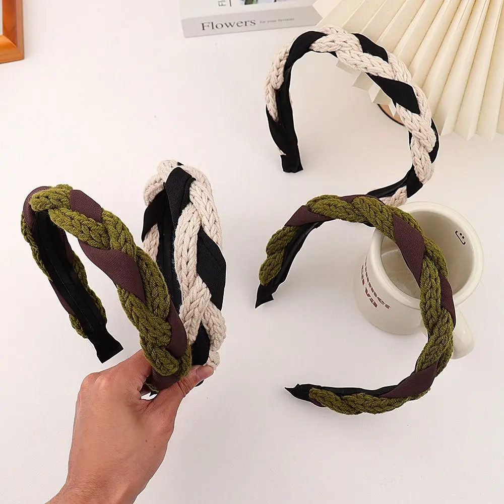 

Korean Fashion Sweet Twisted Braid Headband Women Girl Hairband Simple Woolen Weave Hair Hoop Headwear Hair Accessories