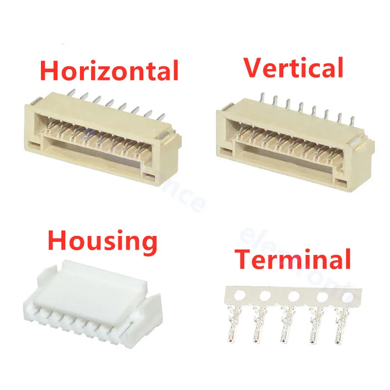 5/10Sets GH1.25 1.25mm Pitch Locking Connector - 2-8Pin Vertical/Horizontal JST Housing Terminal Pin Header Socket
