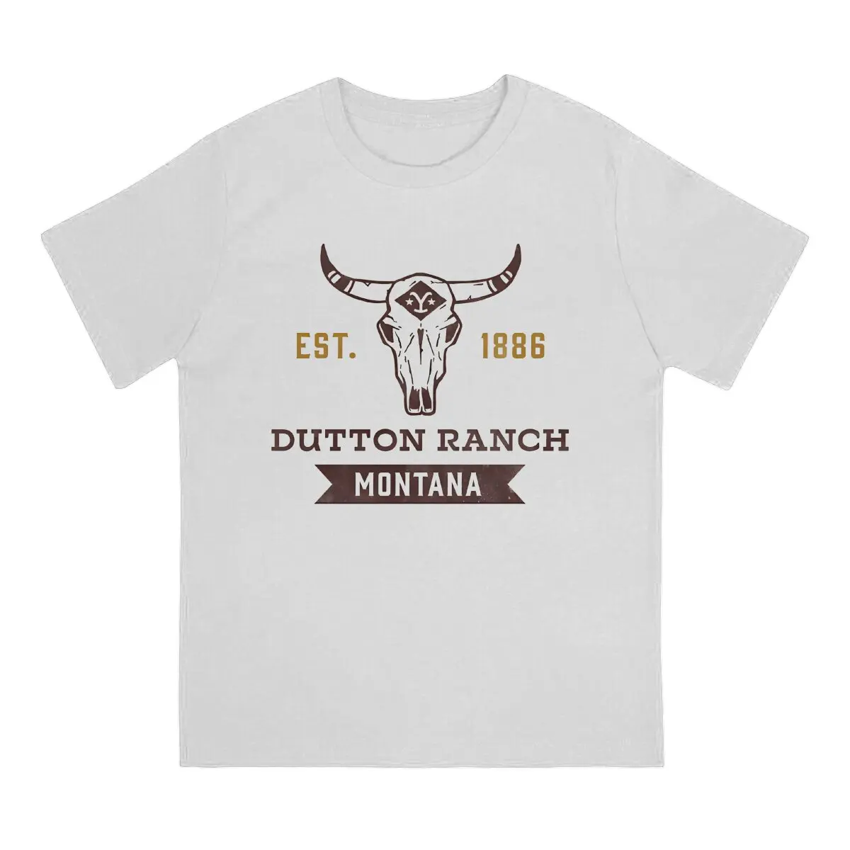 Yellowstones Dutton Ranch 100% Cotton TShirts Ranch Montana Cattle Skull Print Homme T Shirt Hipster Clothing 6XL