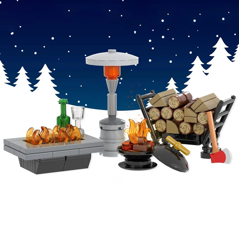 

106-piece MOC Christmas Series Winter Village Decorative Stove Model DIY Assembly Building Block Toy for Children's Holiday Gift