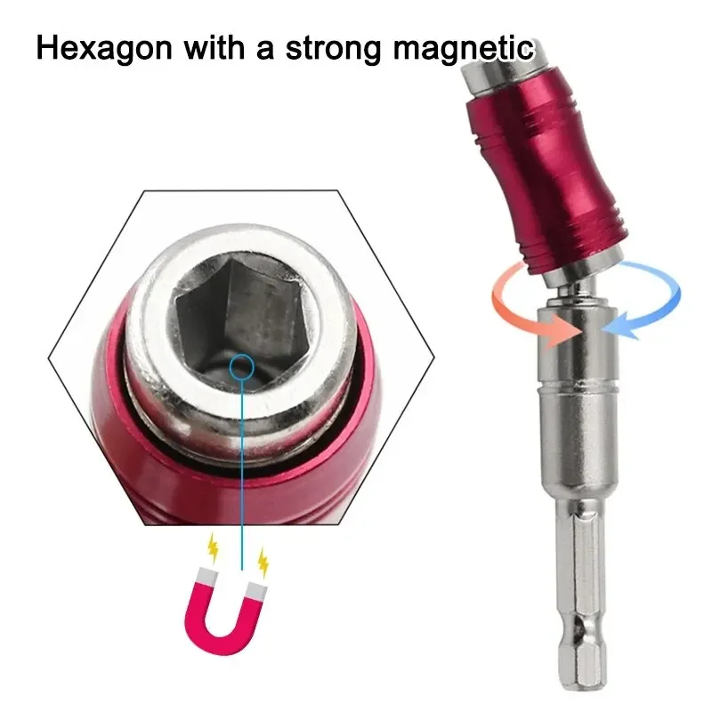 

1PC Red Curved Hexagonal Handle Directional Extension Rod Magnetic Screw Drill Tip Universal Adapter Electric Tool Accessories