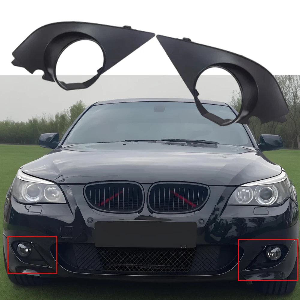 

2Pcs Car Front Left Right Fog Light Bumper Grille Cover Insert Trim For BMW E60 E61 M Sport 2003-2009 51117896604 51117896603