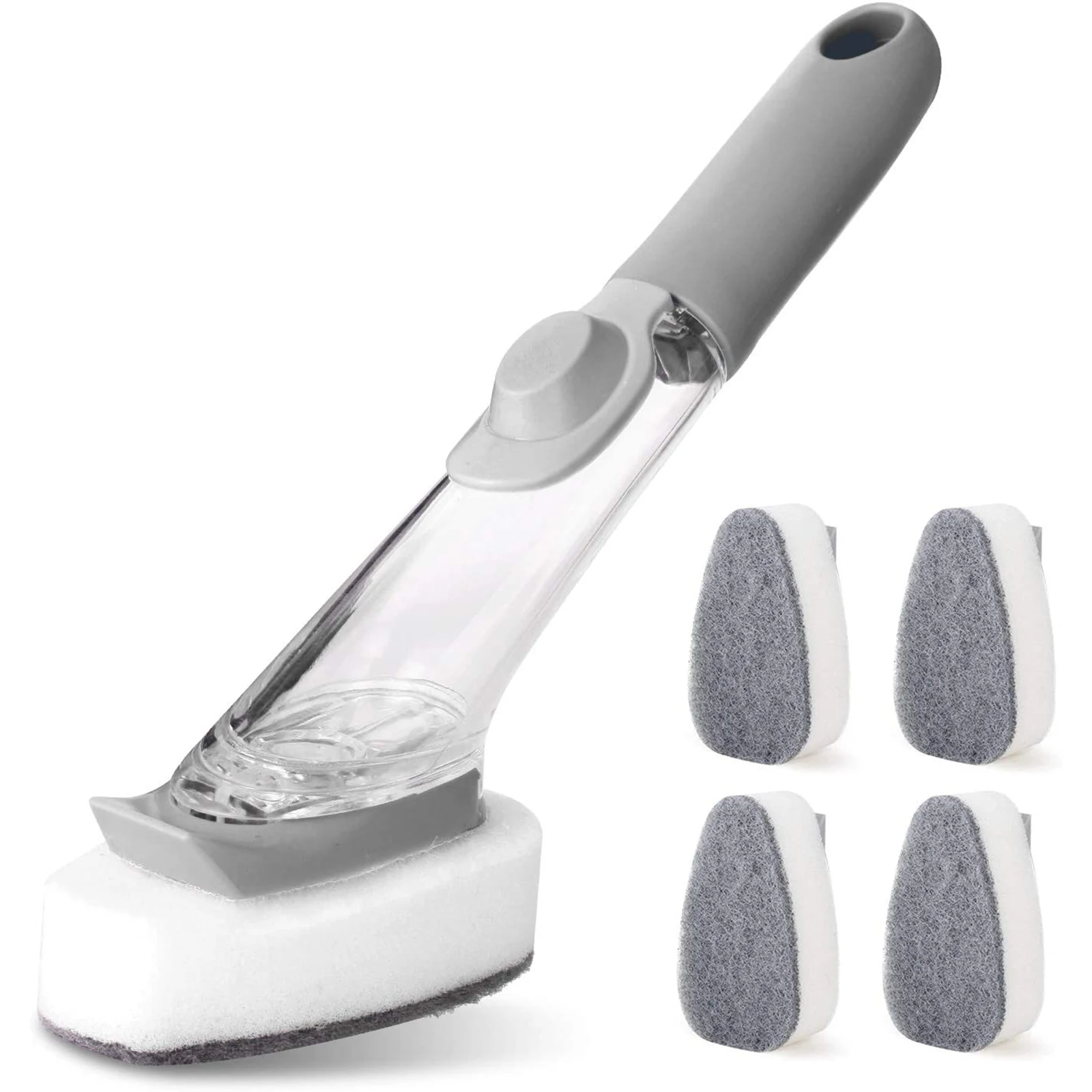 Soap Control Dishes Wand Scrub Brush 1 Dishes Wands and 3 Refill Replacement Sponges Heads Kitchen Cleaning Sponges