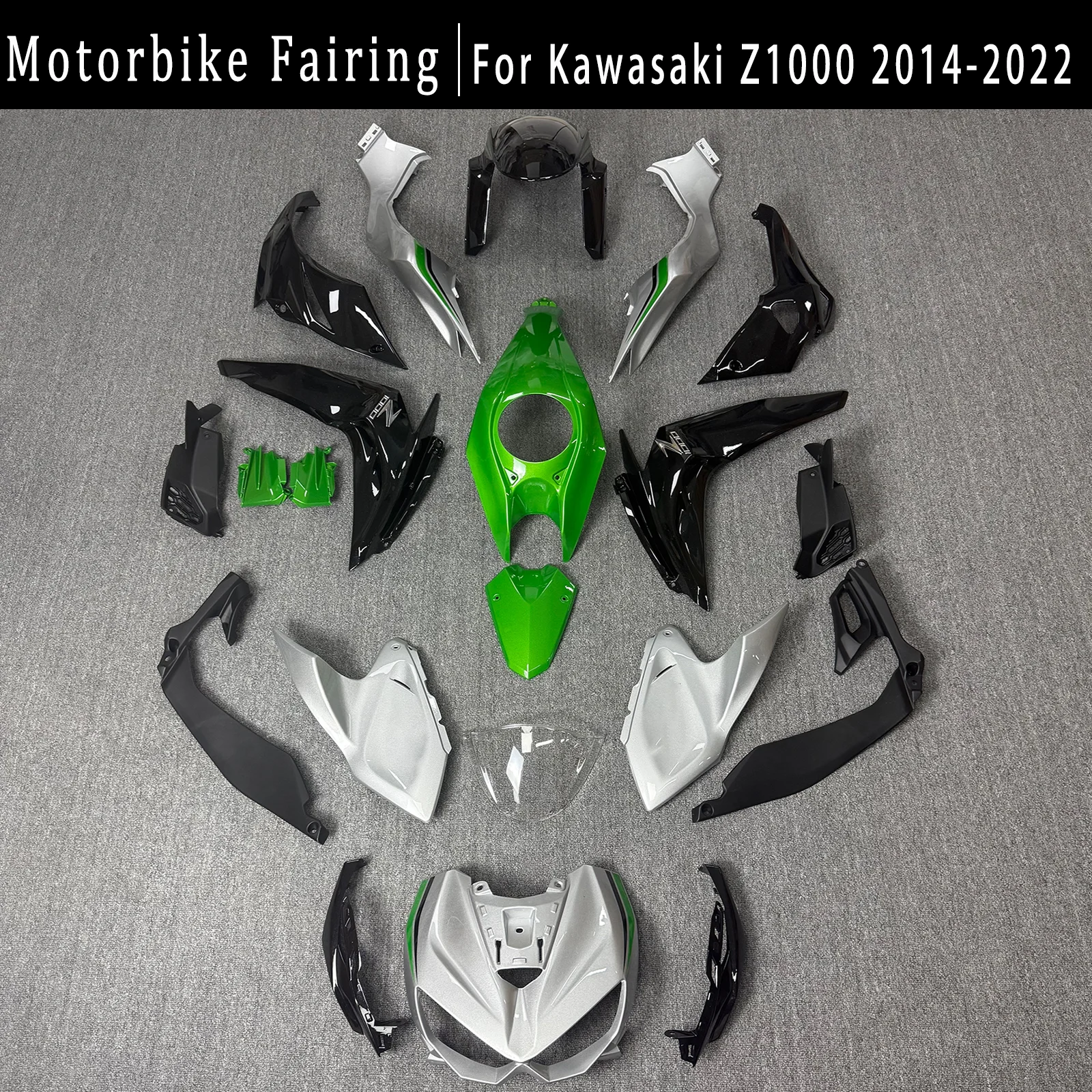 

Brand New ABS Motorcycle Fairing Kit for Kawasaki Z1000 2014 2015 2016 2017 2018 2019 2020 2021 2022 Silver Green Body Kit ABS