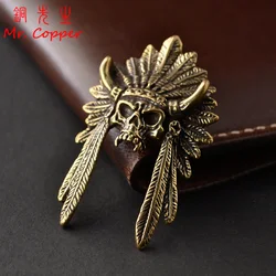 North America Indian Skull Head Rivet Connector Decoration Button Retro Brass DIY Leather Blet Wallet Garment Buckles with Screw